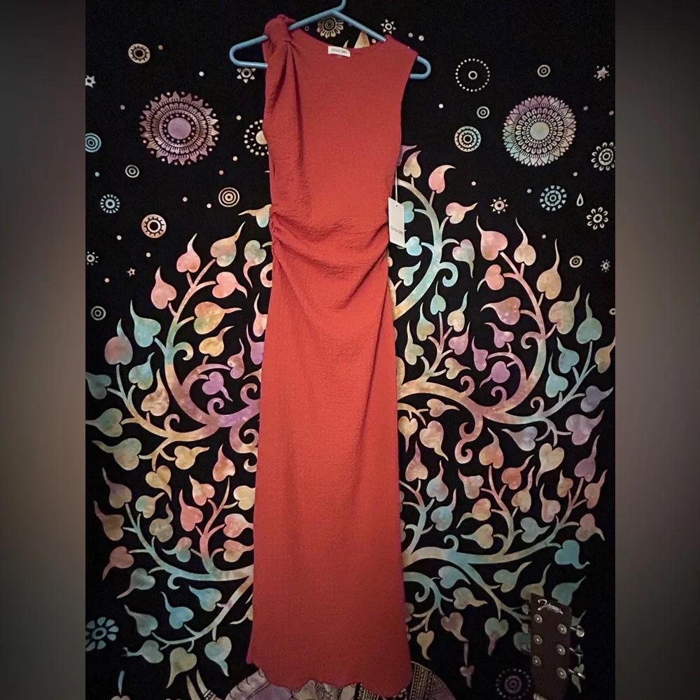 🪸 Olivia Grey Textured Shoulder Coral Tie Knit Bodycon Dress NWT - Picture 9 of 10